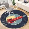 1pc Rocket Moon Office Round Area Rug, Indoor Mat Suitable For Office, Under Office Chairs Bedroom Living Room Home Decor, Room Deco