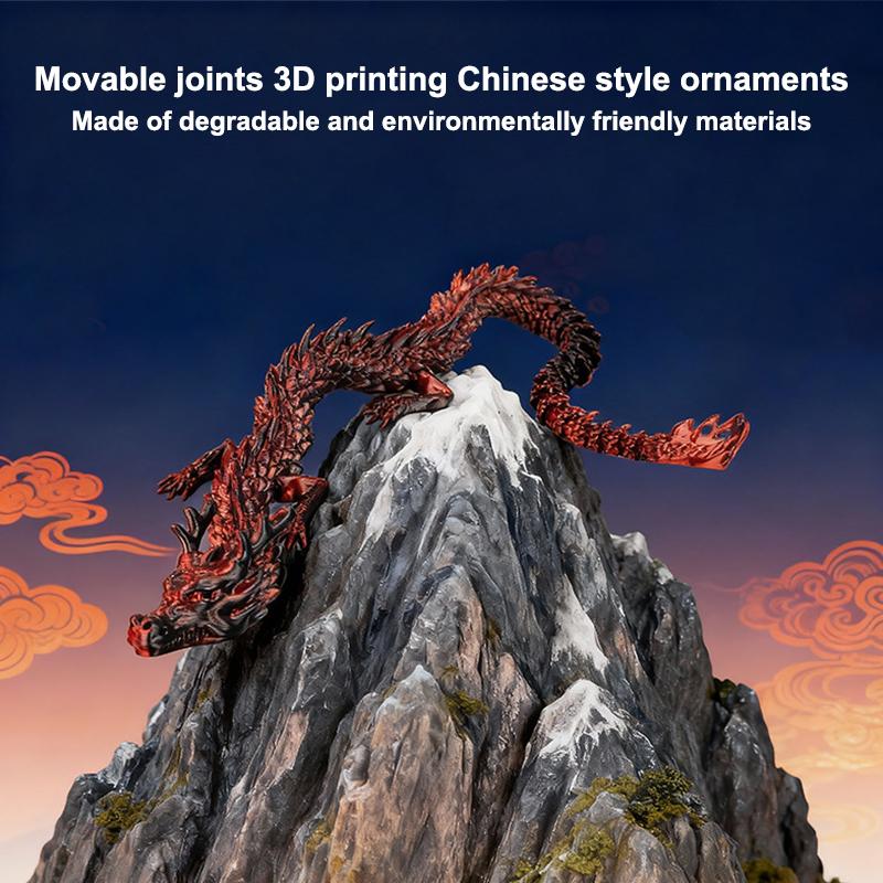 3D Printed Conjoined Dragon Ornaments, Movable Cartoon, Creative Dragon Plants, Rockery, Fish Tank Landscaping