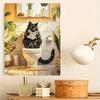 Elegant Framed Pearl Art DIY Set with Funny Black Cat Reading Newspaper 5D Sparkling Bead Canvas Painting Ready to Display Home Decor Gift