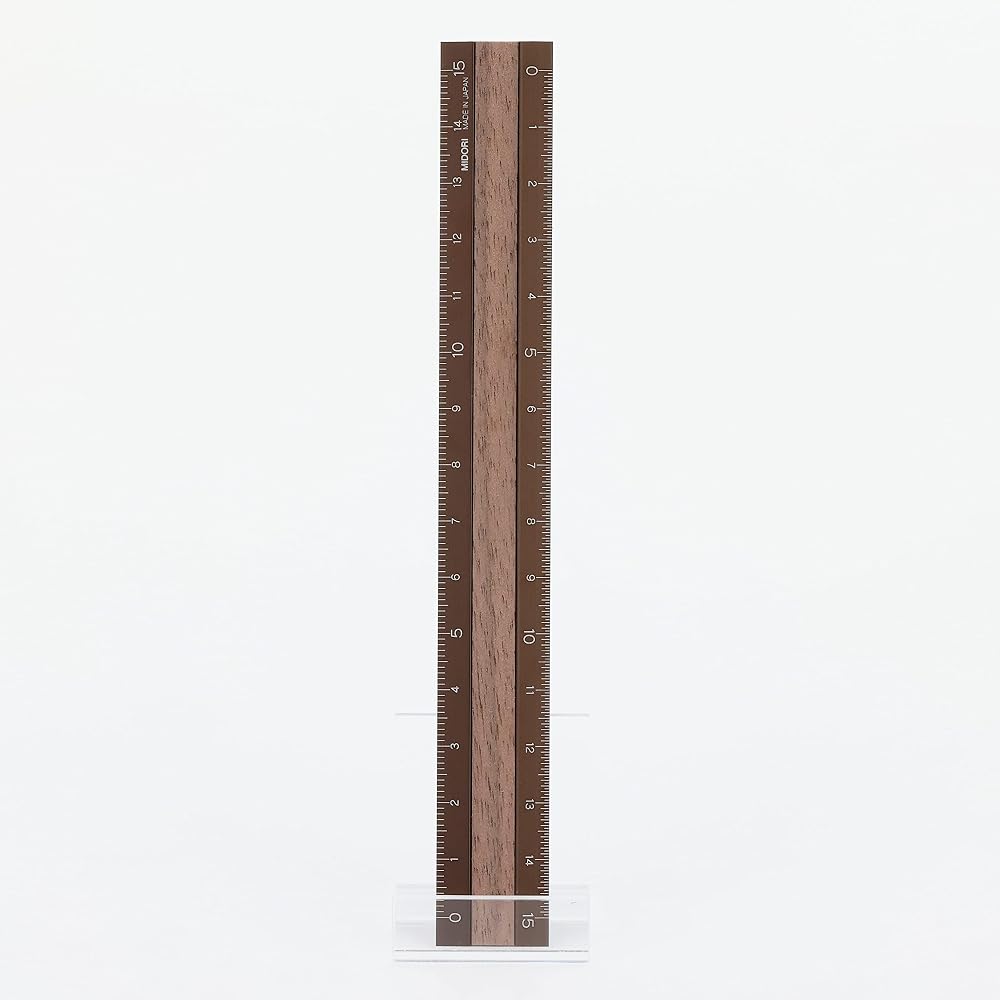 MIDORI Aluminum Wood Ruler 15cm Brown x Brown 42280006