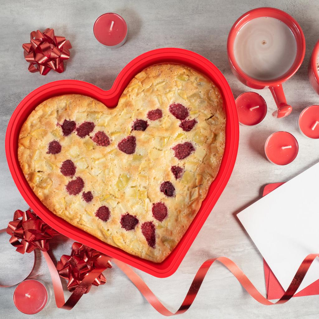 3Pcs Heart Shape Cake Pans 10 Inch Silicone Cake Molds BPA Free Cake Baking Tray Reusable Cake Baking Pans Nonstick Cheesecake