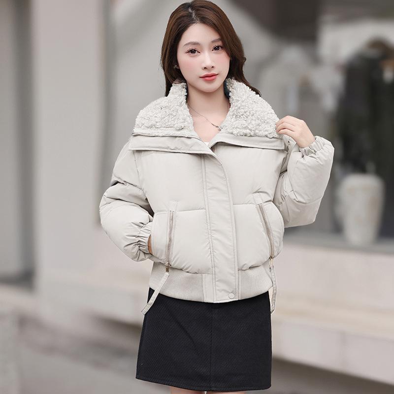 Winter new women's fashion fluffy lapel warm cotton-padded clothes, small cotton-padded clothes, foreign-style cotton-padded jackets