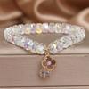 Women Fresh Sweet Crystal Bead Bracelet Handmade Petal Floral Geometric Bangle Travel Memorial Gift Jewelry