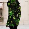 Women Plus Size Dark Purple Halloween Printed Asymmetric Cutout Neck Cold Shoulder Long Sleeve Fitted Top
