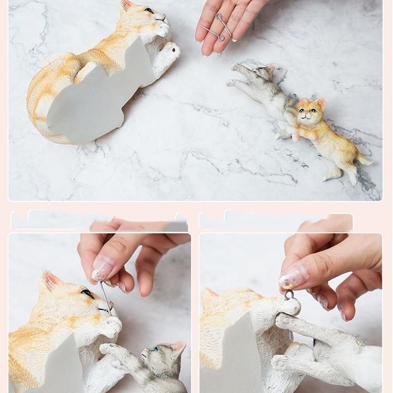 Cute Cat Resin Sculpture Jewelry Birthday Gift Home Dining Table Statue Accessories Decoration