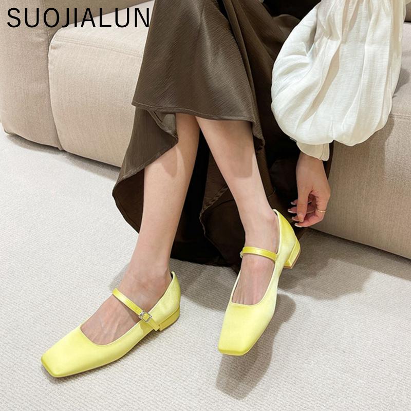 Fashion SUOJIALUN 2025 Summer Women Flat Shoes Round Toe Shallow Soft Ballerina Shoes Ladies Casual Dress Ballet Loafers Classics Mujer