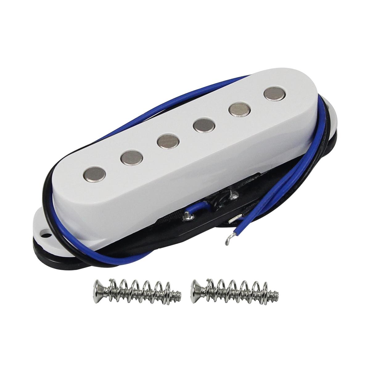 

FLEOR 1PCS Single Coil Pickup Alnico 5 White ST Electric Guitar Pickup 50/50/52mm Flat Pole Pieces