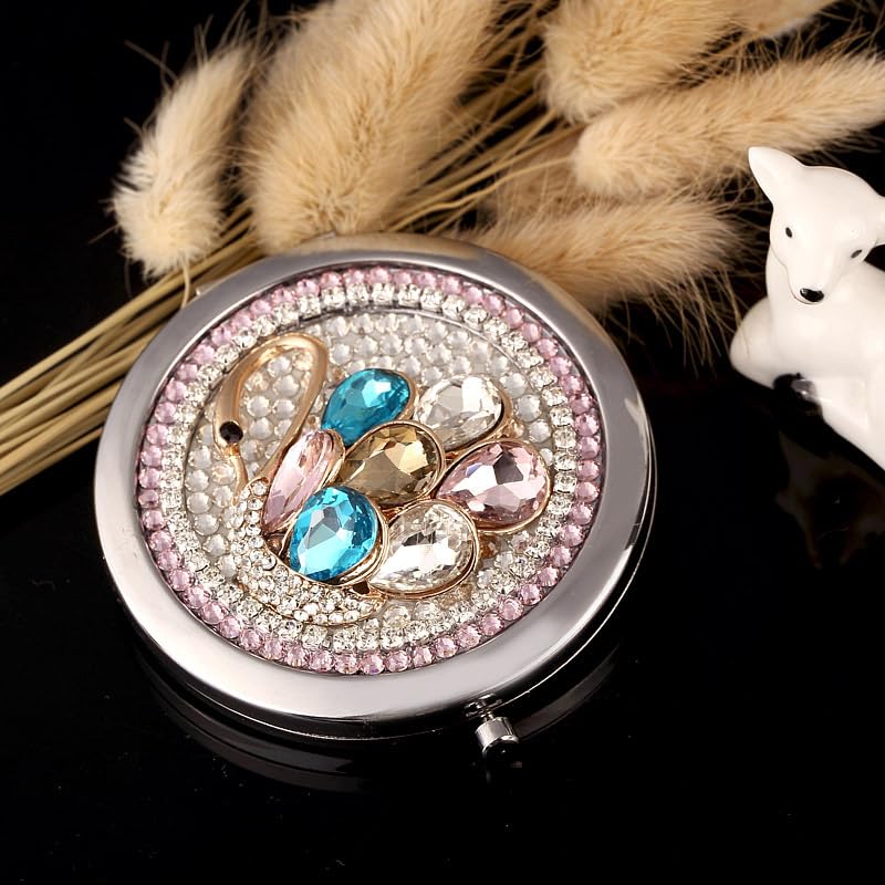 Foldable Compact Gift for Female White 60th Entrance Respect for the Aged and [wuxichiyan] Mirror, Double-Sided, Portable, Women, Friends,