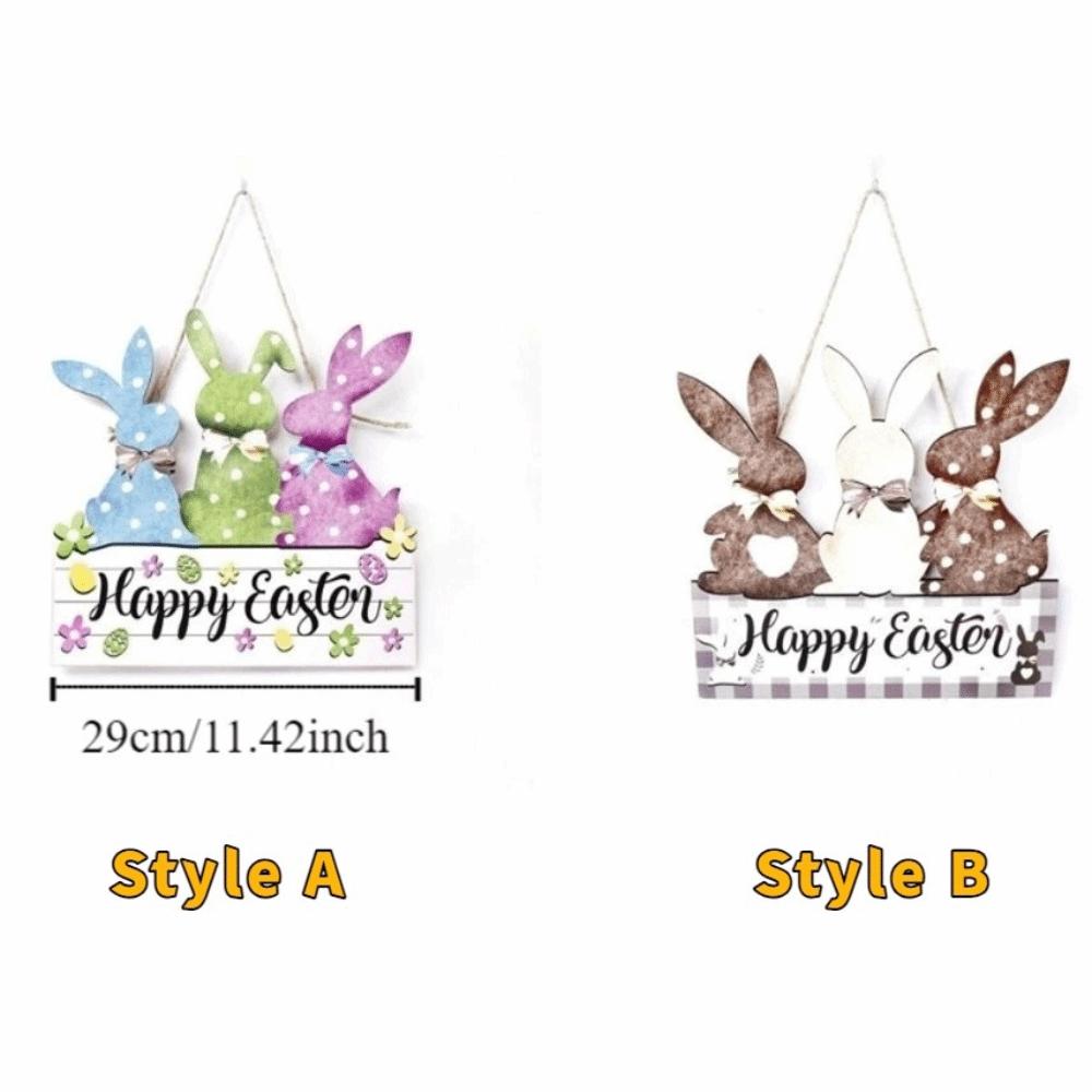 Colorful Easter Door Hanging Decor Reusable Rabbit Door Hanging Wooden Sign Plaque Photo Props