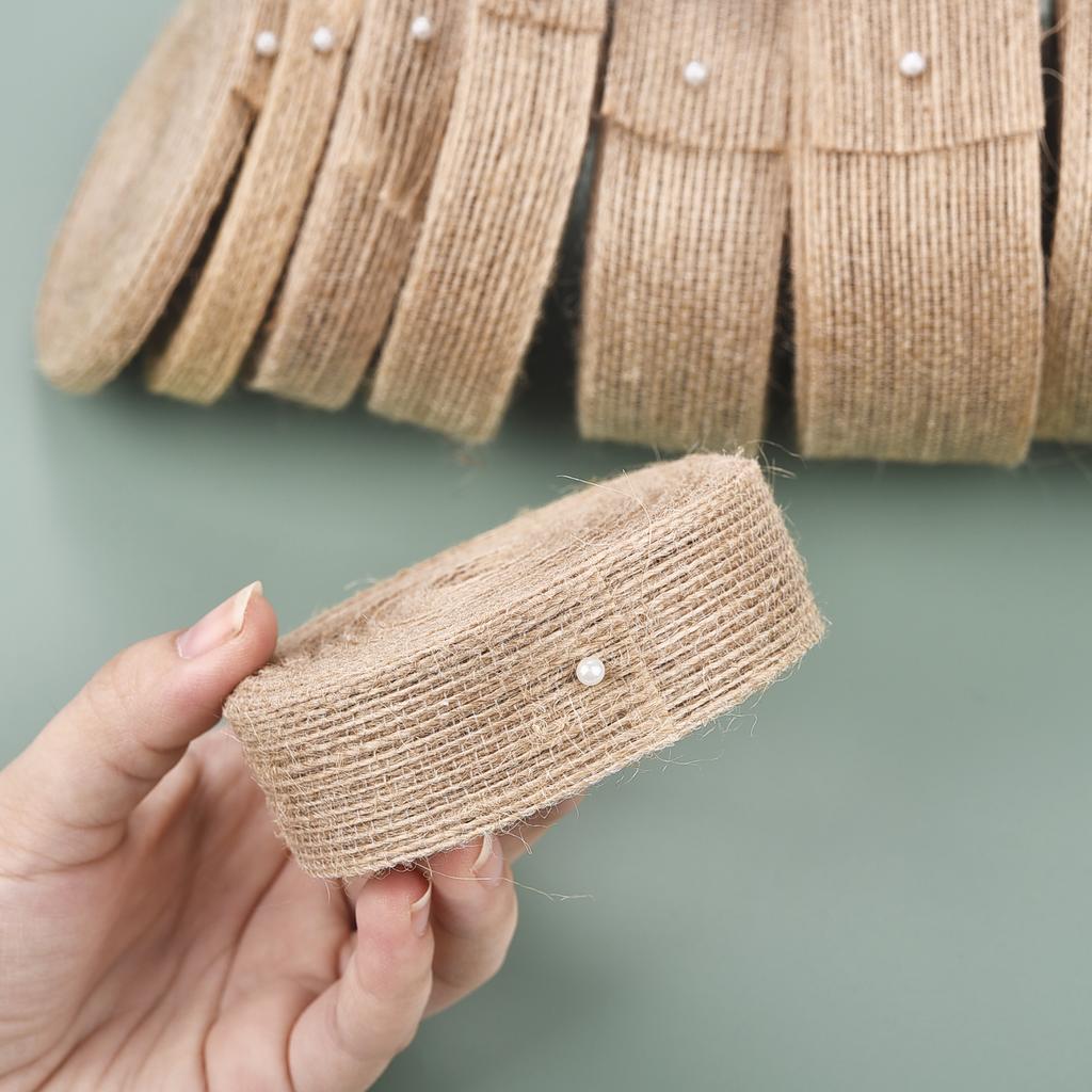 0.6-5cm Natural Burlap Fabric Jute Craft Ribbon Lace for Gift Wrapping Christmas Rustic Vintage Wedding Decor 10Meter
