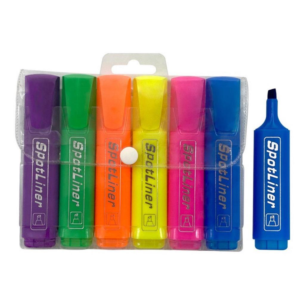Back to School: SPOTLINER Highlighter, 6-Color Flat with Clip