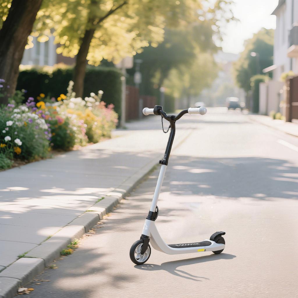 E-Scooter, Electric Kick Scooter, 6 Km Range, from 6 Years, Steel Frame, Black+White, 76 X 53 X 95cm