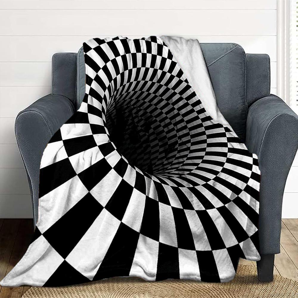 Checkerboard Tunnel Flannel Blanket Throw Blanket Soft Warm Sofa Bed Camping home Decor Unique Christmas Gift C92679