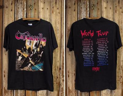 Vintage Cinderella Heartbreak Station Konzert T-Shirt 1991 Schwarz