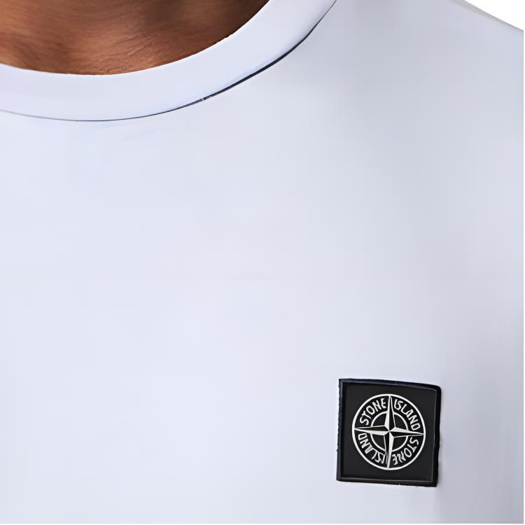 STONE ISLAND Ss25 Gładki Ścieg Naszywka z Logo Wygodny Dopasowany Okrągły Dekolt Prać Bawełna Jednolity Kolor Krótki Rękaw T-shirt Męski T-shirt K1S1521000-39S0013-V0088