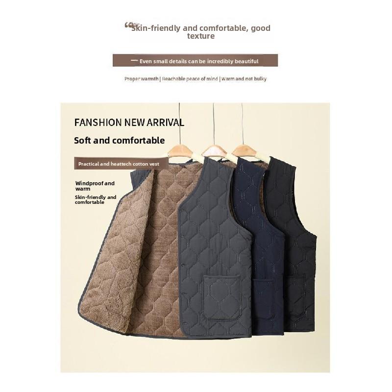 New autumn and winter fleece-lined vest for mothers, thickened and warm, suitable for wearing indoors or as an outer layer to protect against the