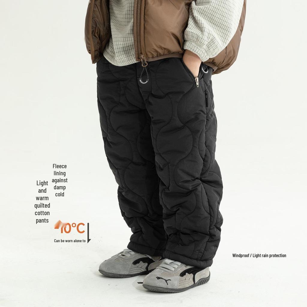 Kids' Quilted Winter Pants: Thick Warm Cotton, Cold Resistant, Casual and Lightweight