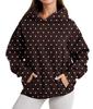 Women's Polka Dot Print Casual Loose Hoodie Sweatshirt for Autumn Winter
