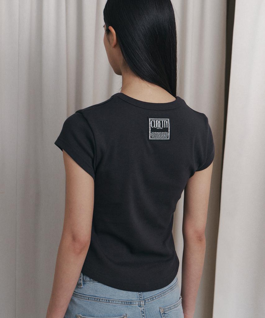 Kyuliti C 90S Line Basic T-Shirt_Charcoal