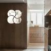 4pcs Semi-circle Mirror Wall Stickers Acrylic Decal DIY Self-adhesive Mirror Art Wall Decoration Office Background Wall Decor