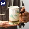 Creative Glass Tea Separation Cup Ceramic Filter Teacup With Lid and Wooden Handle Large Capacity Office Coffee Mug Drinkware