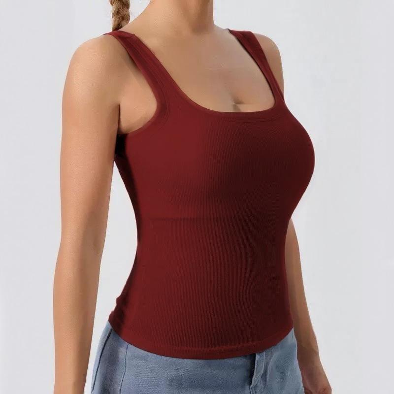 Women'S Sleeveless Top with Removable Padding, Fitted, Solid Color, Suitable for Wearing As an Outer Layer Or As a Base Layer.