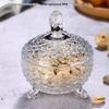 Yu Jing Glass Bird's Nest Dessert Bowl Set with Gold Rim - Heat Resistant and Transparent, Includes Lid