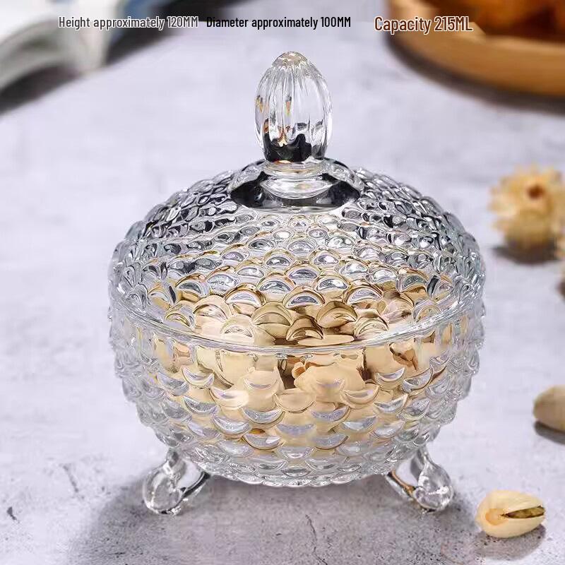 Yu Jing Glass Bird's Nest Dessert Bowl Set with Gold Rim - Heat Resistant and Transparent, Includes Lid