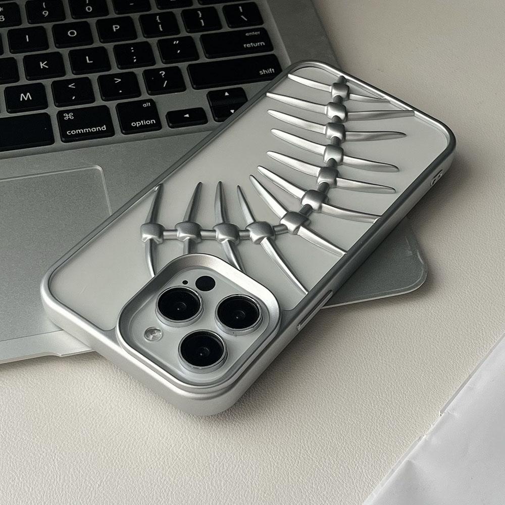 3D Fishbone Hollow Dissipate Heat Phone Case For iPhone 16 15 14 13 12 11 Pro Max Shockproof Frosted Soft Silicone Cover