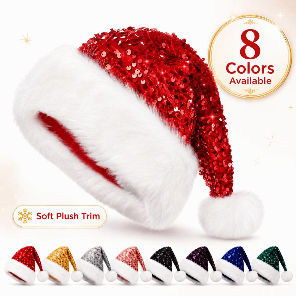Double Layer Festive Hat Sparkling Sequins Christmas Cap New Holiday Hat Family Gatherings