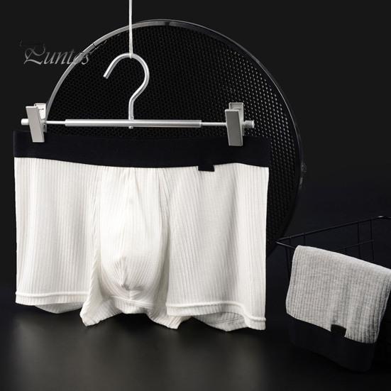 Pánské boxerské spodní prádlo Středně pas, U-konvexní žebrované šortky Kalhotky Prodyšné Elastické Pohodlné spodky