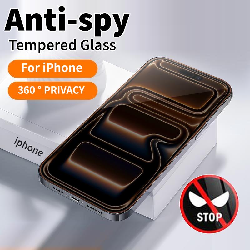 360° Privacy Anti Spy Protector for iPhone Air 6 7 8 X XS XR 11 12 13 14 15 16 17 Pro Max Full Coverage High Quality Tempered Glass Screen Protector