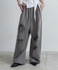 Aejeuyua Sweatpants mit Gürtel und Used-Look Dunkelgrau