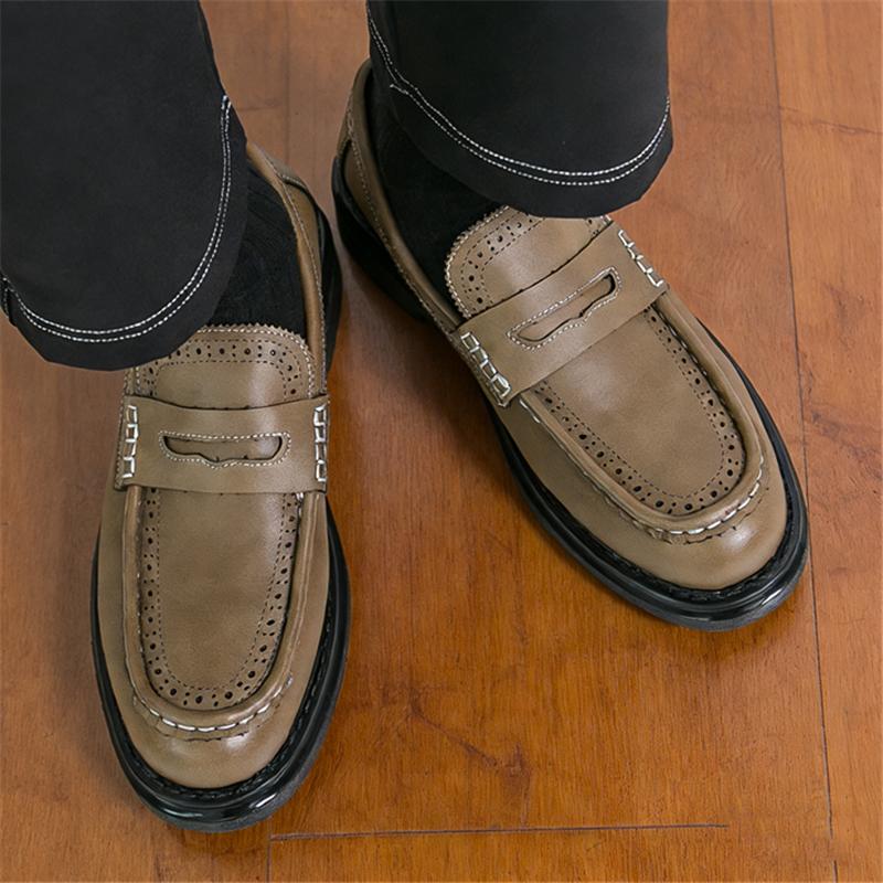 Designer Fashion New Retro Thick-soled Platform Brogues Casual Shoes for Men Tassels Penny Loafers Formal Flats Dress Footwear