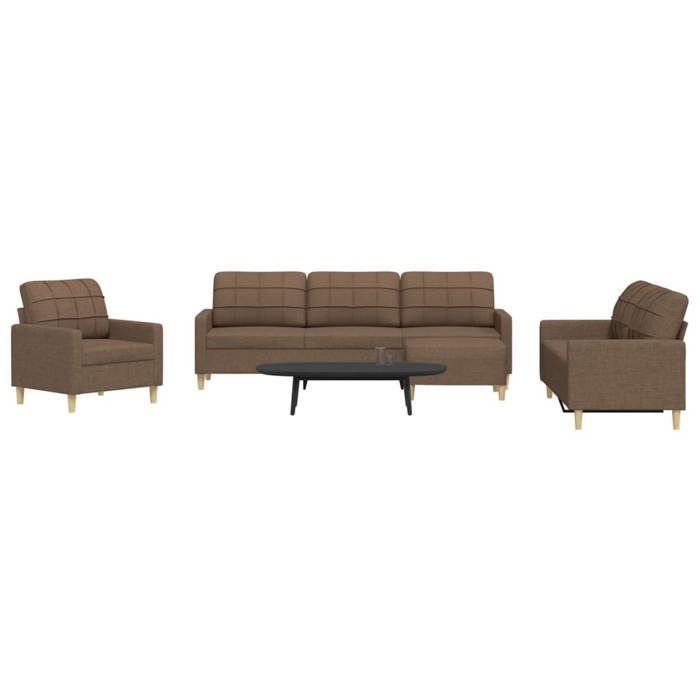 VidaXL Ensemble de canapés 4 pcs avec repose-pied marron tissu, canapé, siège de canapé, canapé relax, canapé confort, 3278298