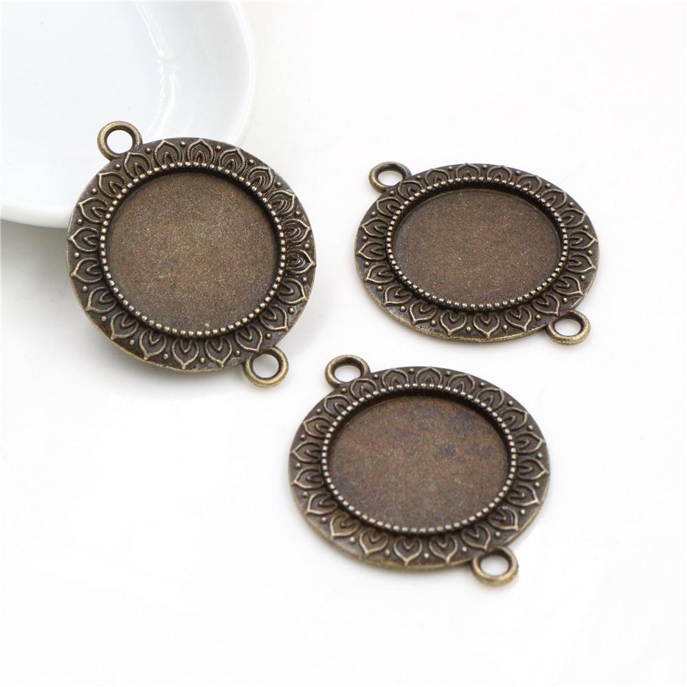 10pcs 20mm Inner Size Antique Silver Plated Bronze Rose Gold Black Classic Style Cabochon Base Setting Charms Pendant