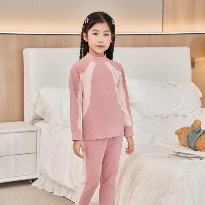 

Детский теплый двухсторонний начесовый комплект термобелья - осенне-зимняя базовая пижама для мальчиков и девочек 100cm розовый