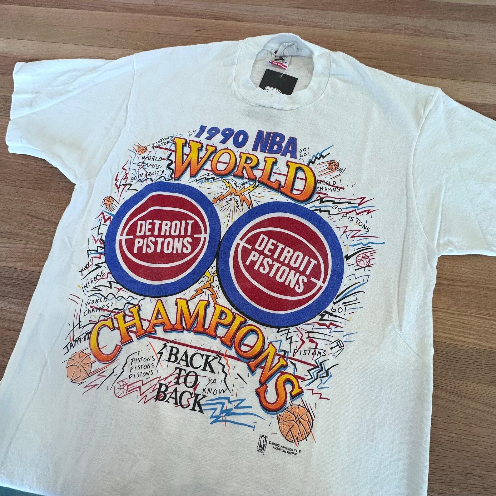 1990 Back to Back Champs Detroit Pistons T shirt Sz L (A1553) XL