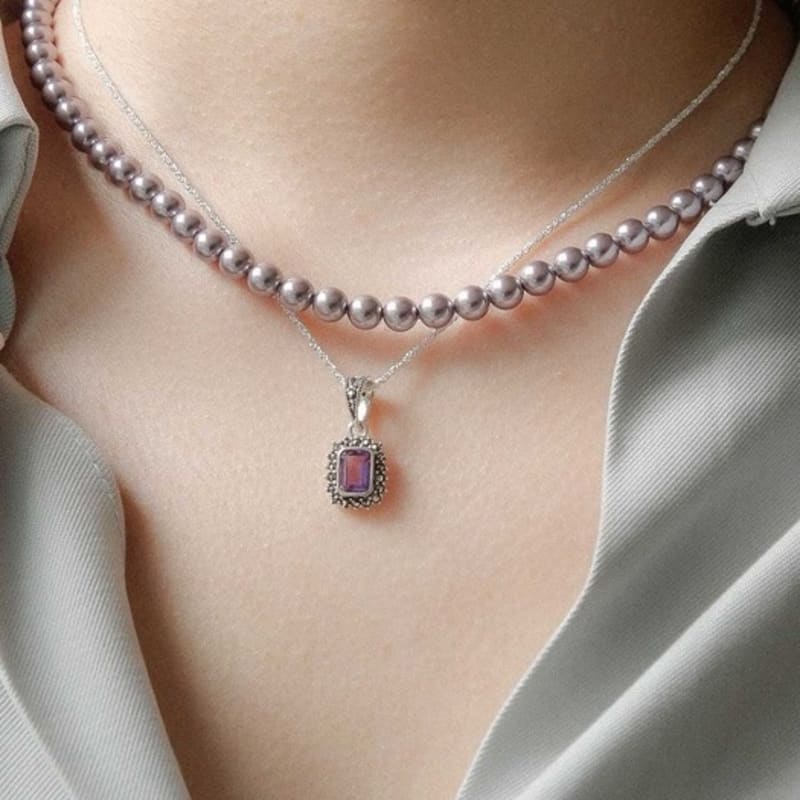 

J.Lauren 6mm Purple Ocean Pearl Necklace Bn0553 single type