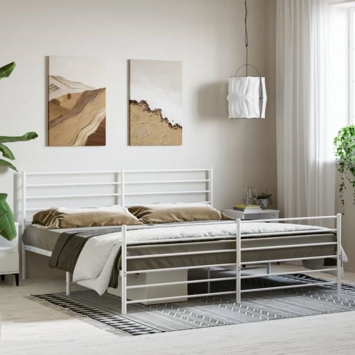 VidaXL Cadre de lit métal avec tête de lit-pied de lit blanc 180x200cm 352390
