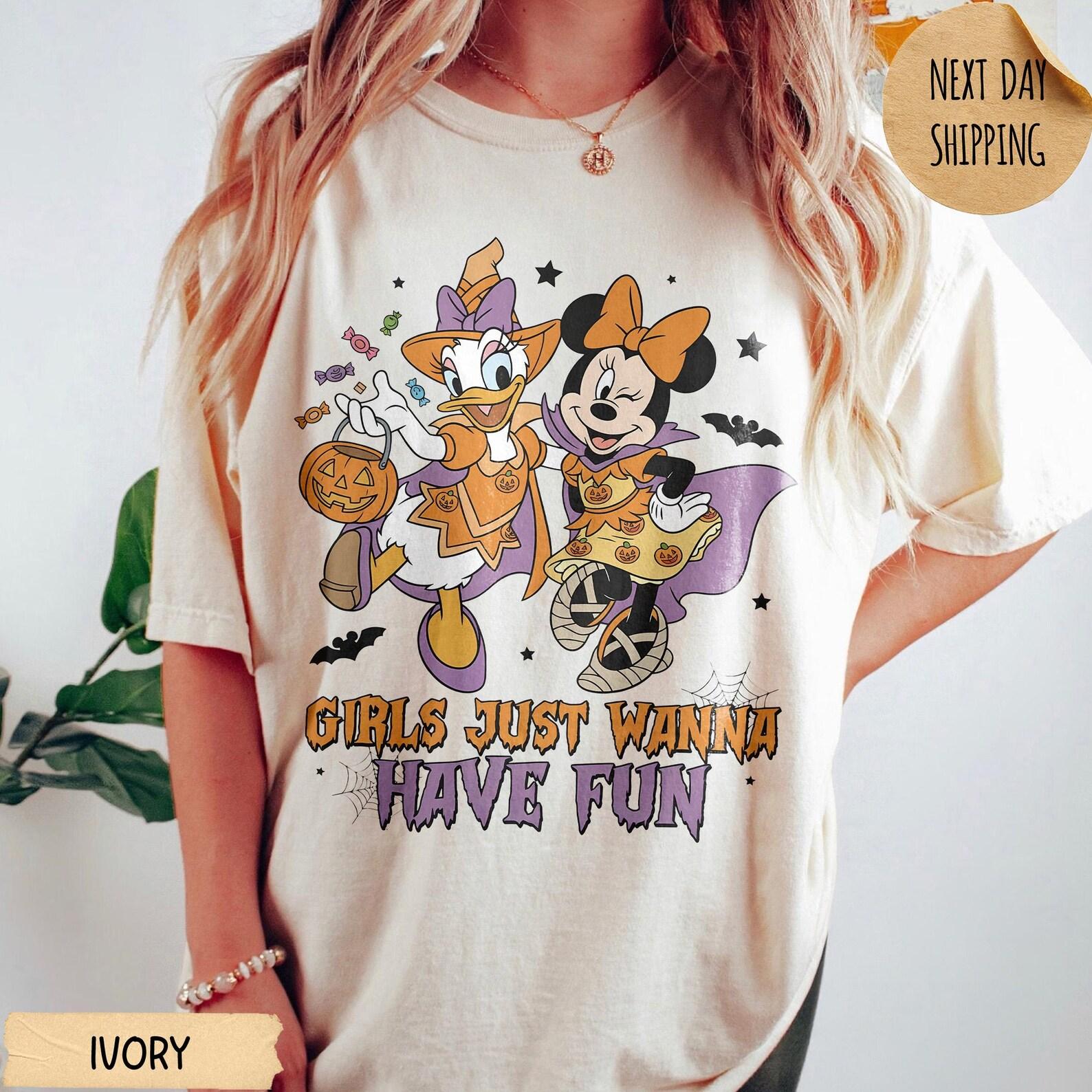 Disney Minnie & Daisy Halloween Shirt, Disney Besties Disney Girl Trip Vintage Halloween Shirt, Minnie Witch Pumpkins Tee, Halloween 2026 140