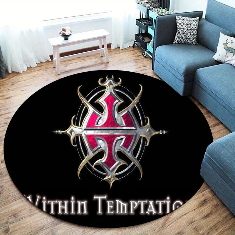 Within Temptation Round Area Rug,Carpet Rug for Living Room Bedroom Sofa Playroom Decor,Non-slip Floor Mat