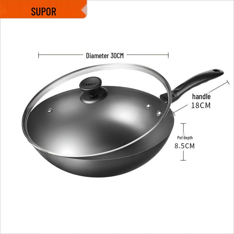 SUPOR 30cm Traditional Uncoated Cast Iron Wok