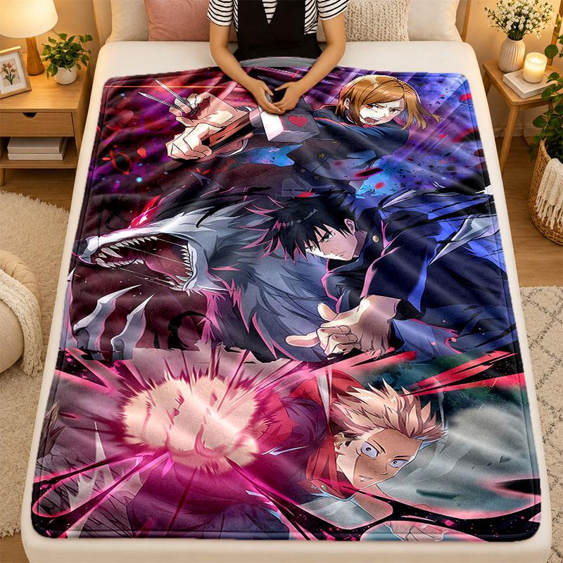 Flannel BlanketJujutsu Kaisen Warm Soft Throw Blanket for Indoor Sofa Bed Living Room Use