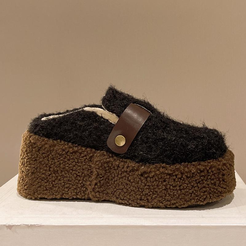 

Замшевые женские туфли на танкетке на высоком каблуке дизайнерская обувь меховая короткая плюшевая зимняя обувь 2024 года модные тенденции Mujer Zapatos 39 чёрный