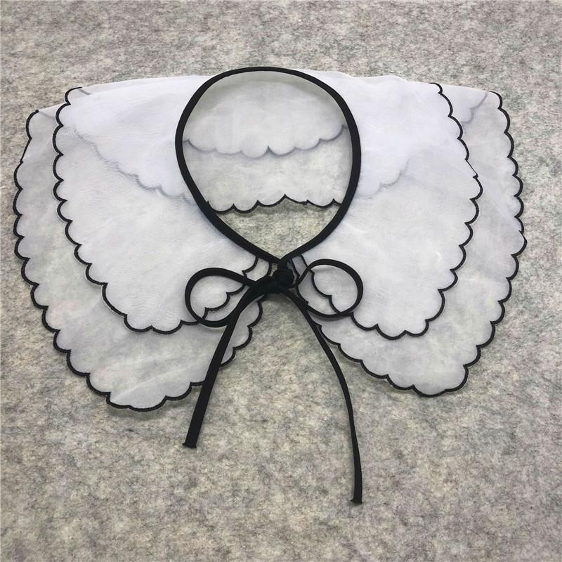 Women Lace Fake Collar For Shirt Detachable Collars Blouse Cloud Shoulder Doll Collar Mesh Embroidery Hollow False Collar