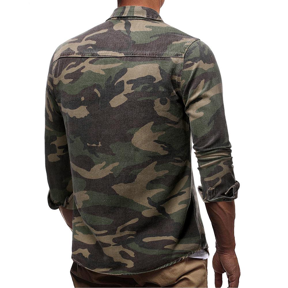 New Men's Long Sleeved Camouflage Denim Outdoor Mountaineering Work Top