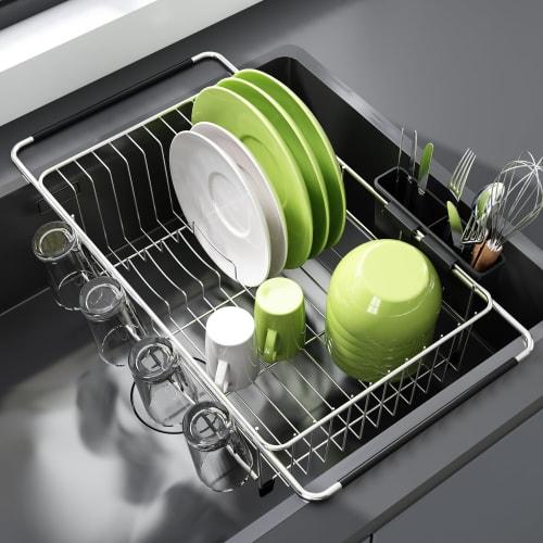 Dish Drying Rack In Sink - Expandable Stainless Steel Dish Drainers for Kitchen Counter, Dish Dryer Rack for Inside Sink, Over The Sink Dish Racks Wit