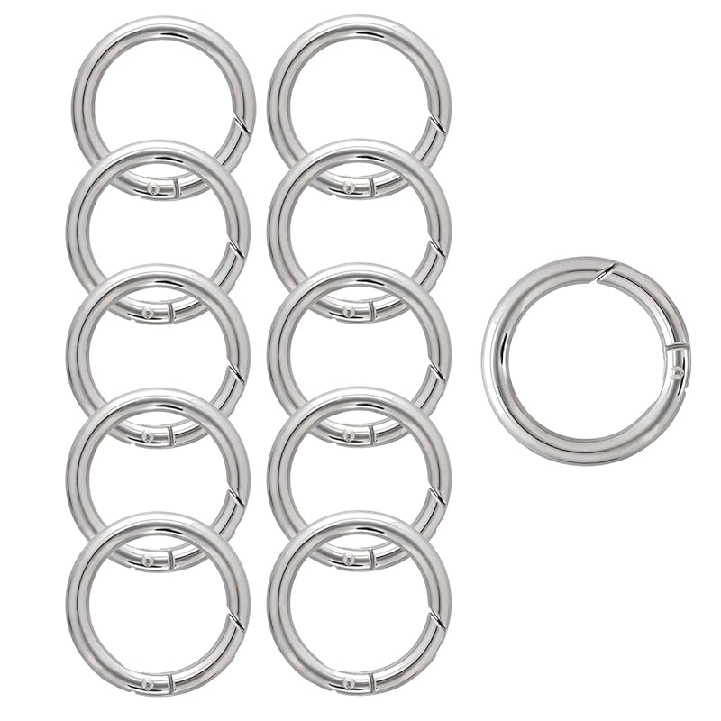 

[Daio Manufacturing] round carabiner round key ring 10 pieces back charm Connecting metal fittings back accessories outdoor silver large 47mm Wire