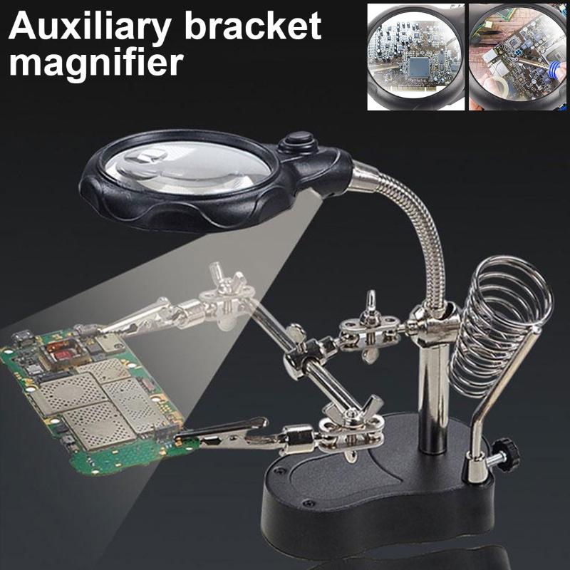 Repair Auxiliary Clamp Light, Clamp-On Soldering Magnifying Glass, With Auxiliary Soldering Iron Stand For Precision Electronics